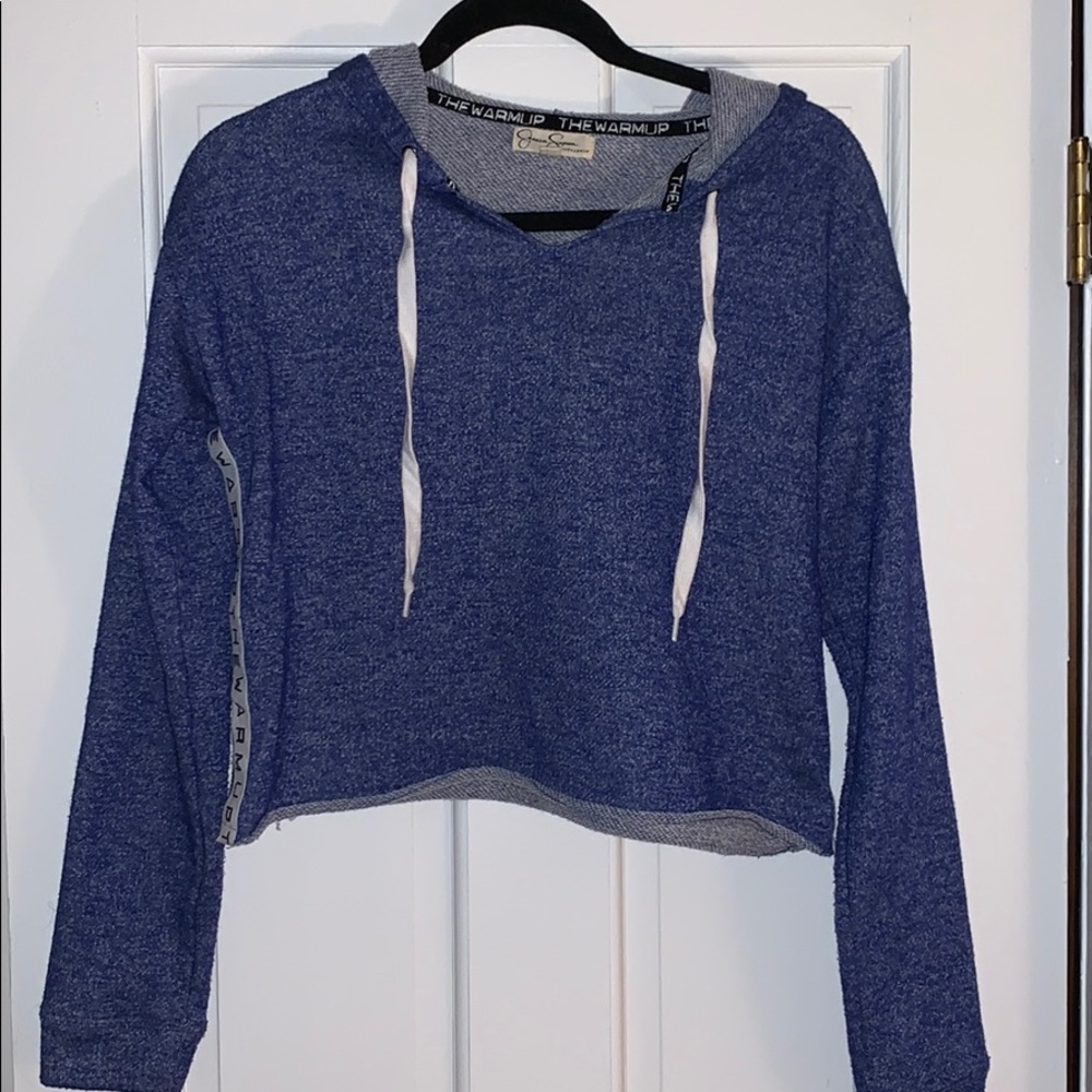 Jessica Simpson Hooded Athletic Crop Sweatshirt